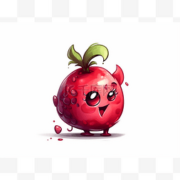 石榴卡通图片_可爱的红色水果和可怕的脸