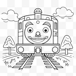 铁路线描图片_托马斯火车着色页的图片显示笑脸