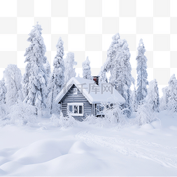森林小屋图片_芬兰圣诞节雪冬期间的房子