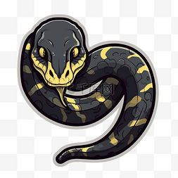 黑蛇图片_卡通蛇标志是黑色和黄色剪贴画 