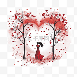 红色的爱情插画