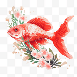 家红色背景图片_盛开的红色鱼