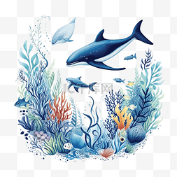 海洋生態图片_世界海洋日剪贴画书法排版数字艺