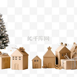 床品样机图片_模型圣诞牛皮纸礼品盒，木制圣诞