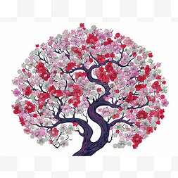 一幅插图显示了一棵樱桃树