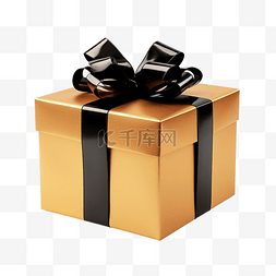 带黑丝带的金色圣诞礼品盒