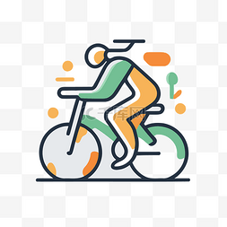 骑自行车的人的线条插图 向量