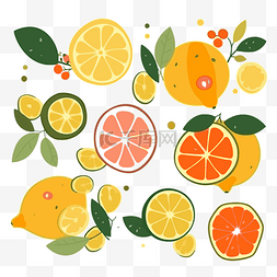柠檬纯色图片_柑橘剪贴画一些柠檬和橙子以平面