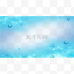 水滴水波纹蓝色边框横图夏季