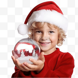 小孩的梦想图片_穿着圣诞老人服装的小孩拿着圣诞