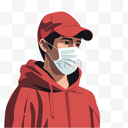 脏空气肠道图片_戴着面具的病人插画以简约风格