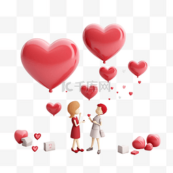 爱情信息图片_3D风格的爱情对话插图 写实风格的