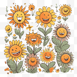 卡通笑脸向日葵图片_快樂的花朵 向量