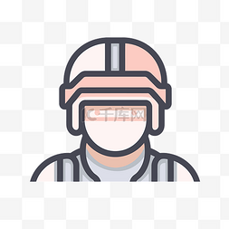 三面堡垒图片_带有头盔线图标的粉色和白色头盔