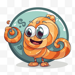 橙色卡通 mingus 蜗牛与喷口和眼睛