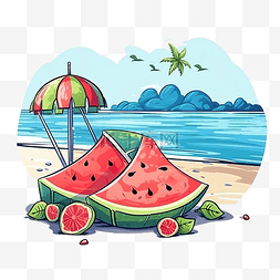 海贼涂鸦图片_西瓜和冰淇淋矢量有助于放松夏季