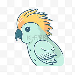 一只可爱的卡通角凤头鹦鹉鸟的形