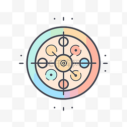 以彩色指南针为中心的图标 向量