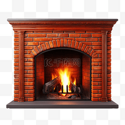 壁炉火炉图片_橙色砖壁炉