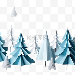 折纸手工图片_白色和蓝色的纸折纸圣诞树组成
