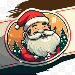 标题设计贴纸图片_木头上的卡通和现实的圣诞老人插