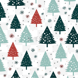 寿辰老人图片_美丽的无缝重复图案与雪花圣诞树