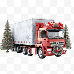 圣诞节卡车隔离 3d 渲染