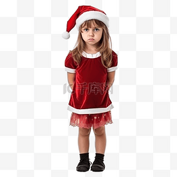 儿童清火图片_穿着圣诞服装的心烦意乱的小女孩