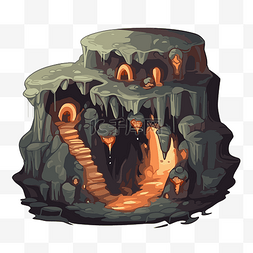 洞穴剪贴画卡通洞穴包含台阶和壁