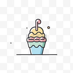 高清矢量小图标图片_彩色背景中的小冰淇淋蛋糕 向量