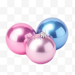 装饰粉红色图片_闪亮的圣诞蓝色和粉色球，用于装