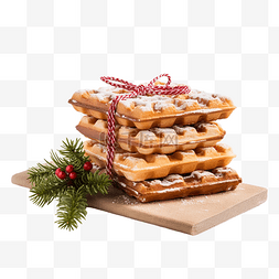 一堆自制比利时华夫饼作为圣诞早