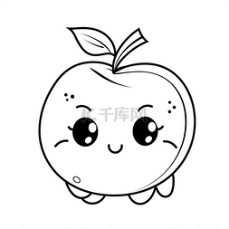 可爱的小水果图片_可爱的小卡哇伊苹果着色页，大眼
