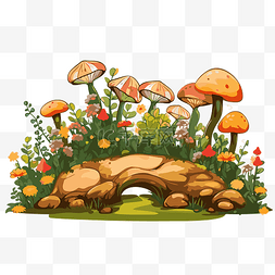 许多蘑菇图片_花園背景 向量