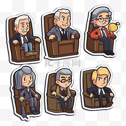 椅子上的六个角色 向量