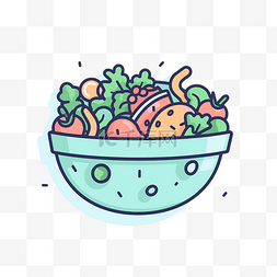 彩色的碗图片_装满蔬菜和沙拉的碗 向量