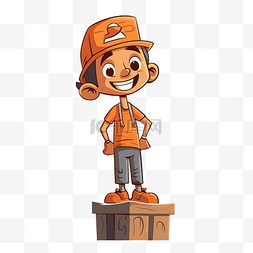 图剪贴画卡通男孩穿着橙色站在一