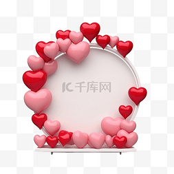 爱情阶段图片_圆形框架或支架的 3D 渲染，装饰