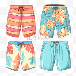 夏季夏威夷风图片_冲浪裤服装适合冲浪夏季海边休闲