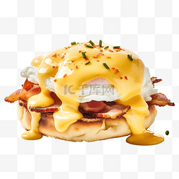 鸡蛋汉堡图片_AI生成早餐三明治鸡蛋本尼迪克特