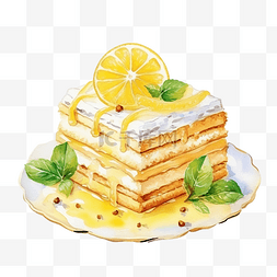 水彩柠檬蛋糕