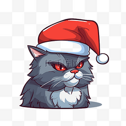 带着圣诞老人帽子的猫 向量