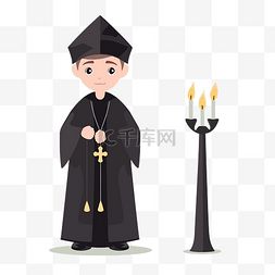 侍僧剪贴画牧师在现代黑帽和主教