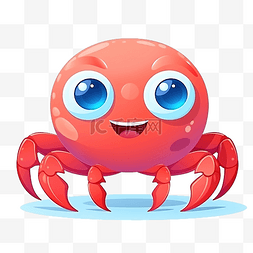 绿色蟹爪兰图片_可爱的红蟹海洋动物插画