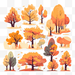 秋天的剪贴画矢量图片_秋天的树木