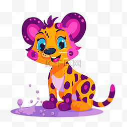 斑点剪贴画可爱的紫色豹子表情符