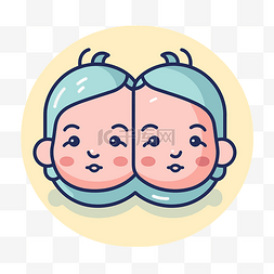 表现图标图片_有两张脸的亚洲儿童的卡通表现 
