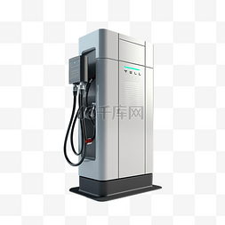 加油站插画图片_电动汽车电池充电站新能源技术3d