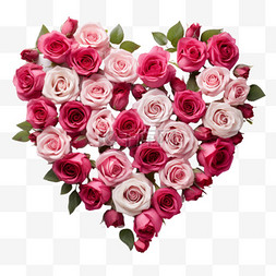 玫瑰爱心装饰图片_3d玫瑰爱心元素立体免抠图案