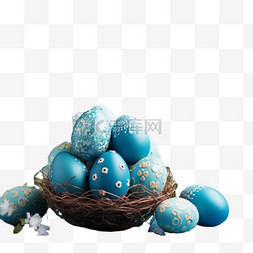 彩蛋蓝色图片_艺术蓝色彩蛋元素立体免抠图案